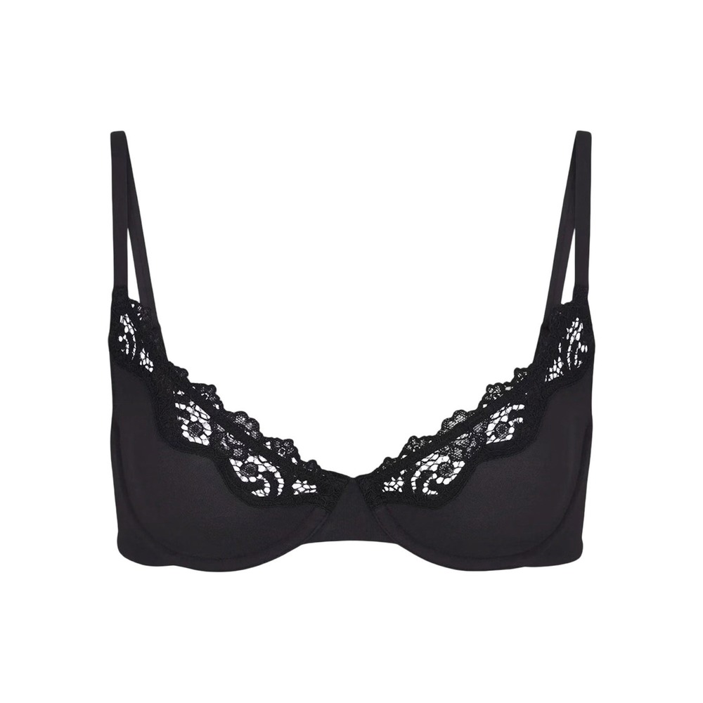 Skims Fits Everybody Lace Unlined Demi Bra - Onyx - NWT - 38DDD